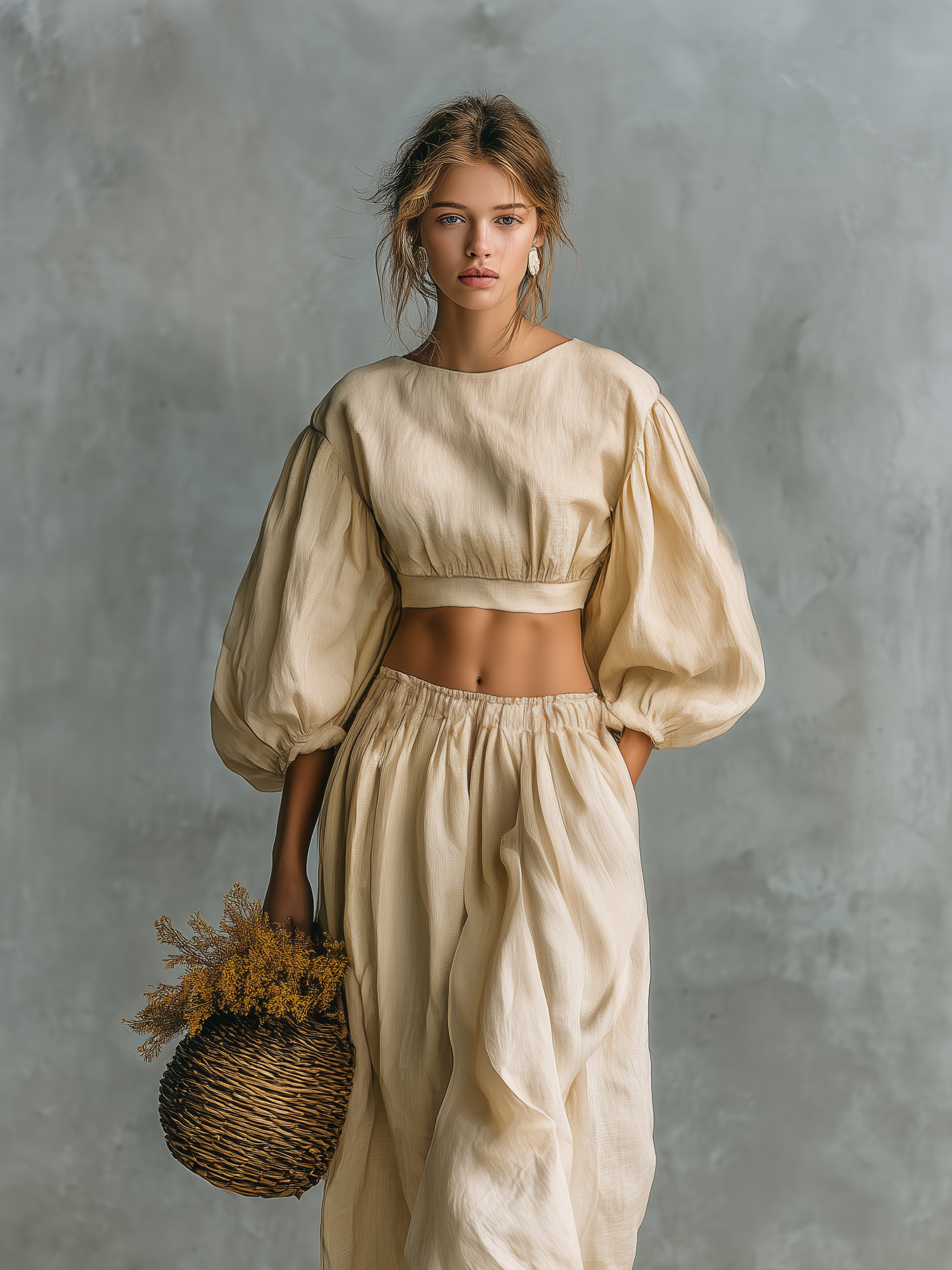 Conjunto informal de algodón y lino