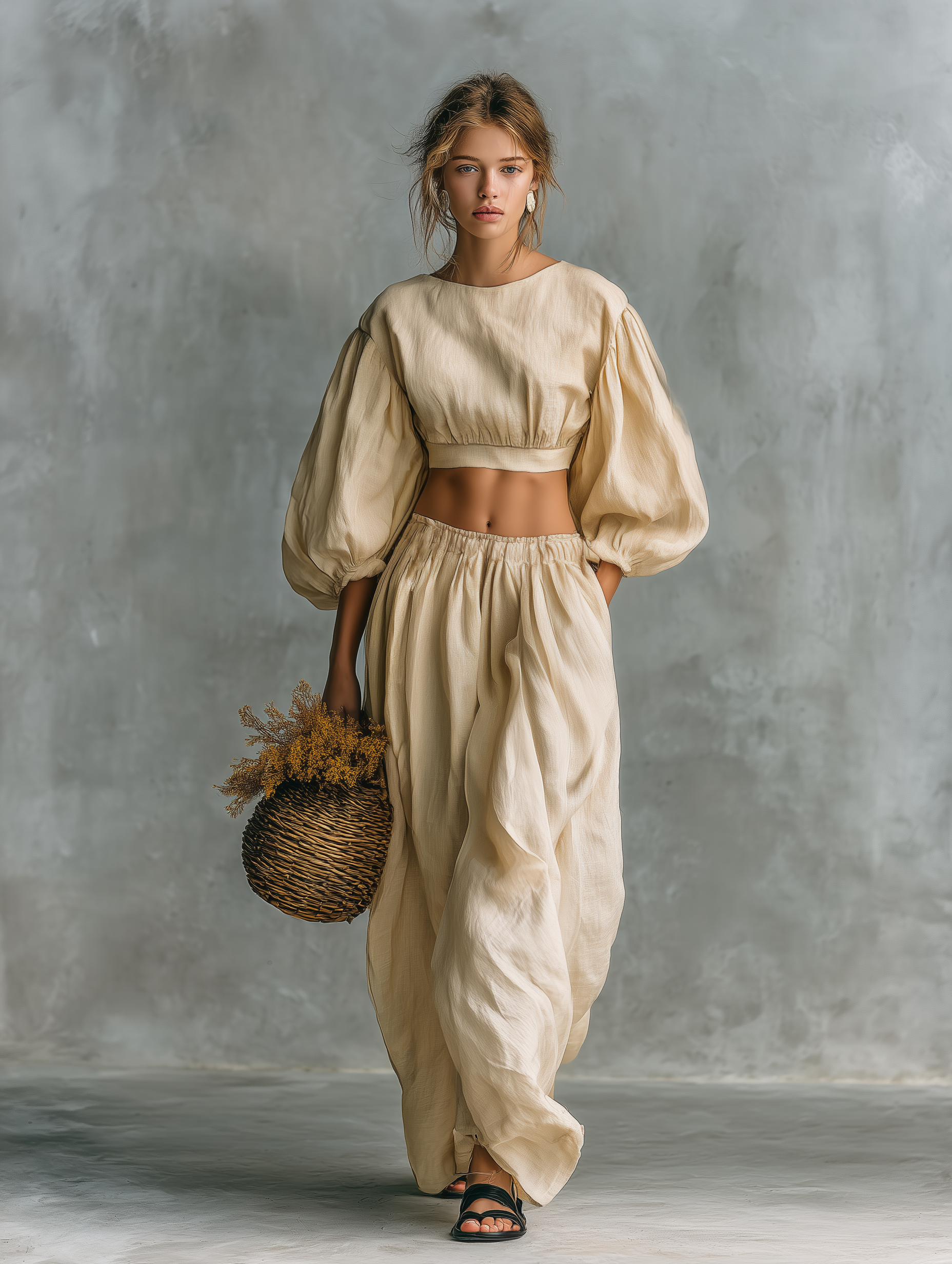 Conjunto informal de algodón y lino