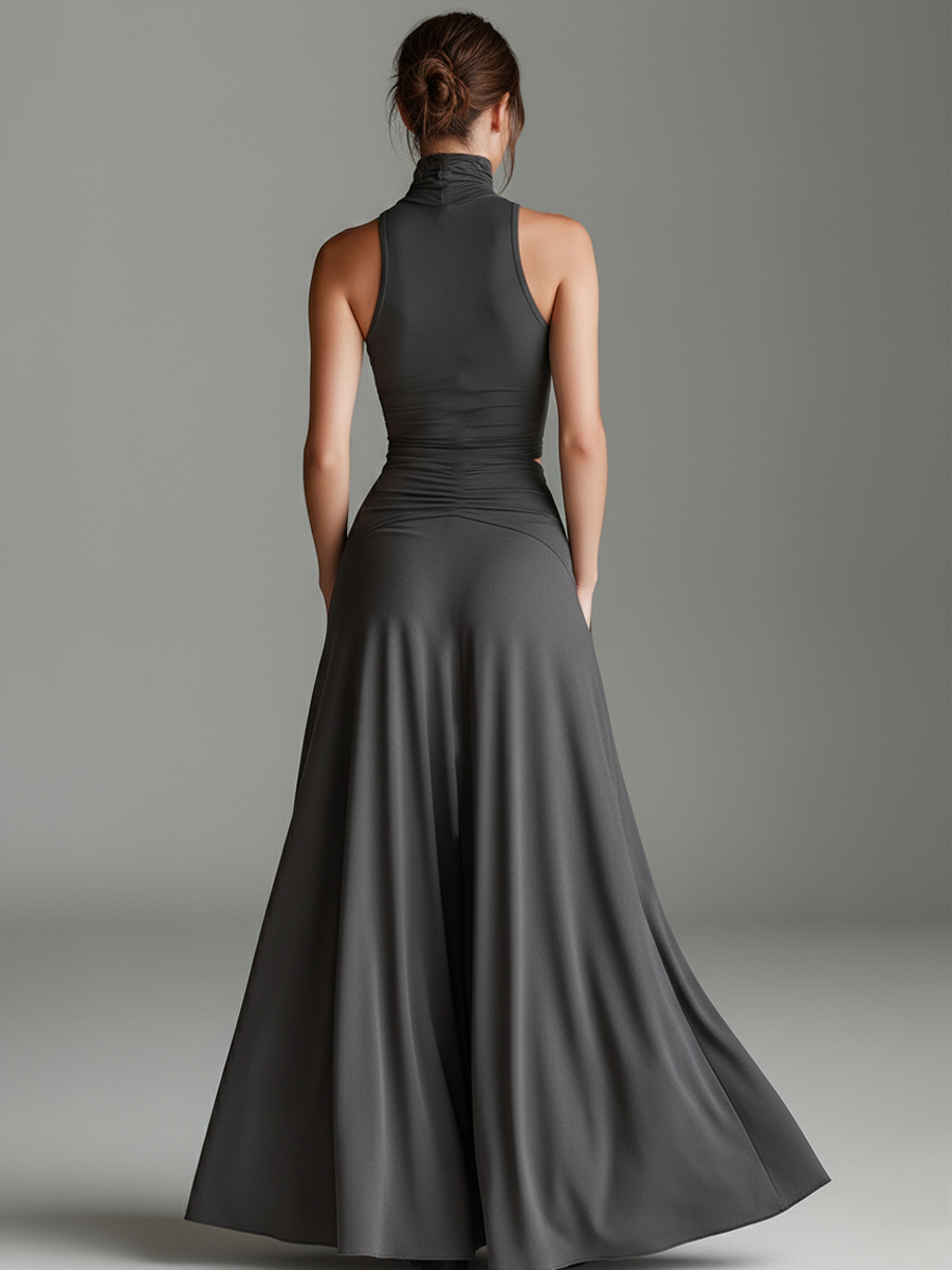 Vestido de punto elástico en gris carbón