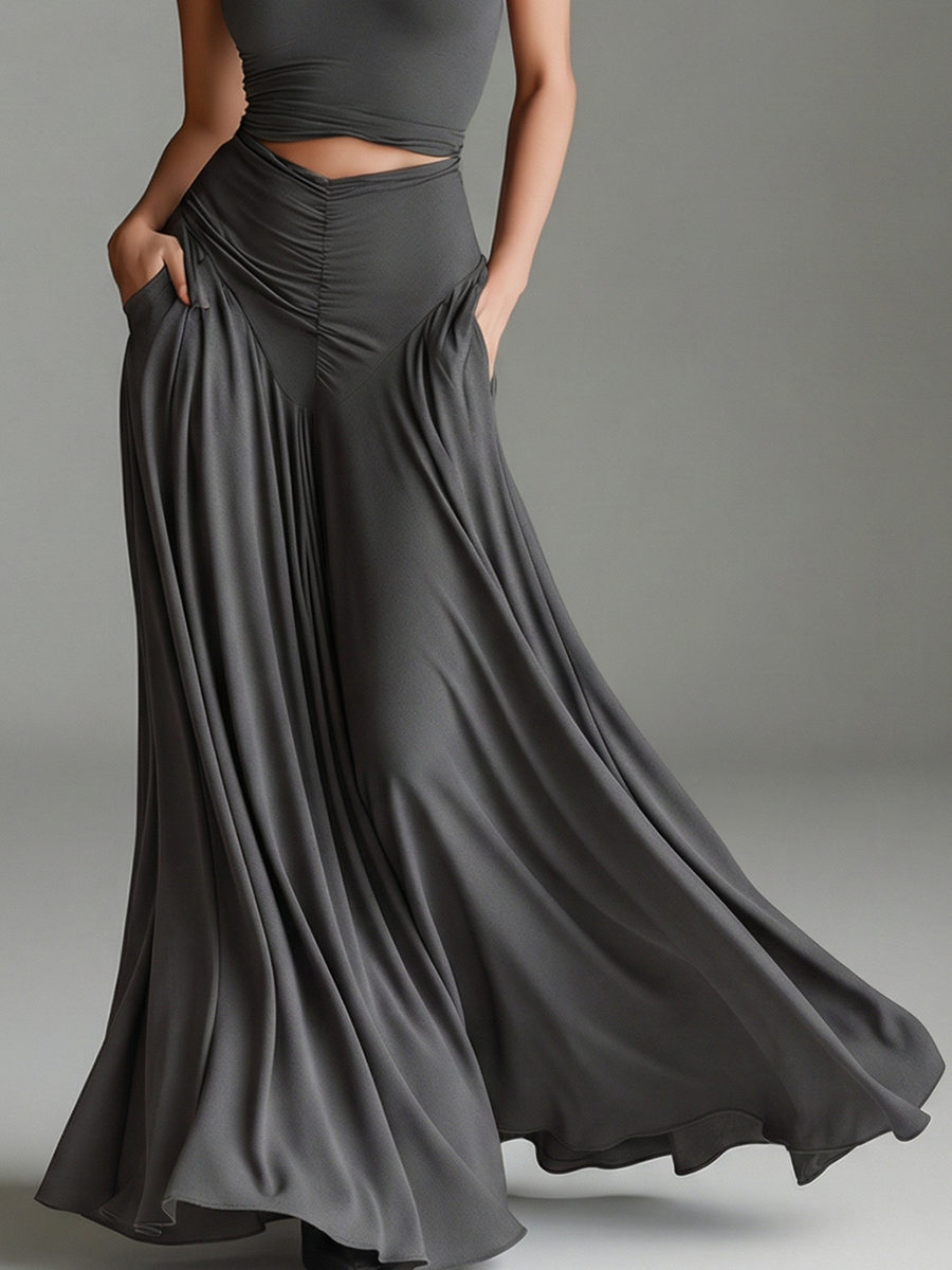 Vestido de punto elástico en gris carbón