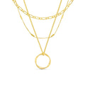 Collar de tres hilos con círculo abierto | Oro