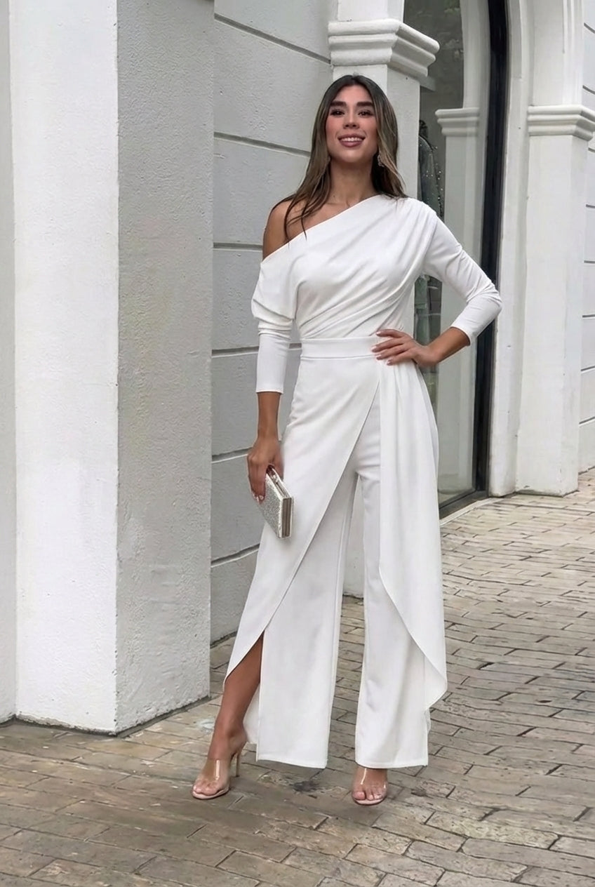 Elegante mono de un solo hombro