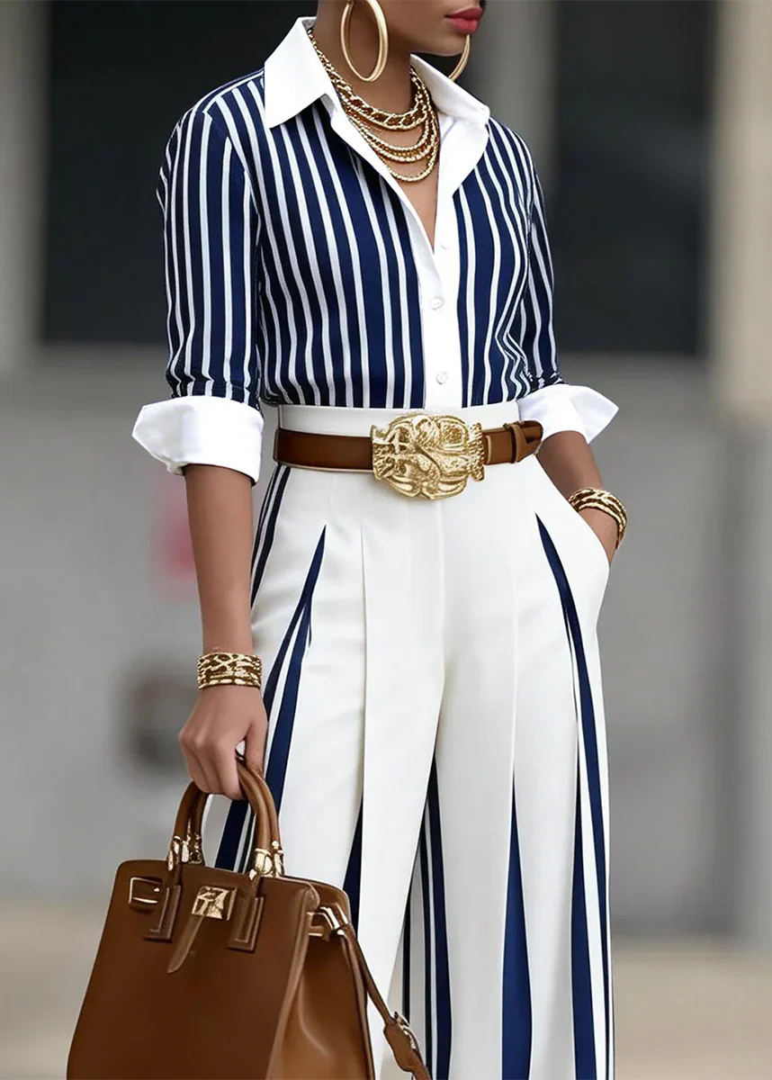 CONJUNTO CAMISA Y PANTALON A RAYAS
