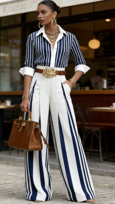 CONJUNTO CAMISA Y PANTALON A RAYAS