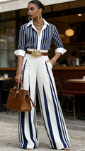 CONJUNTO CAMISA Y PANTALON A RAYAS